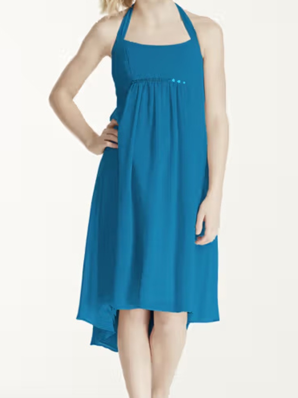 David's Bridal Junior Dress- Plum Chiffon Beaded High Low Hemline Dress
